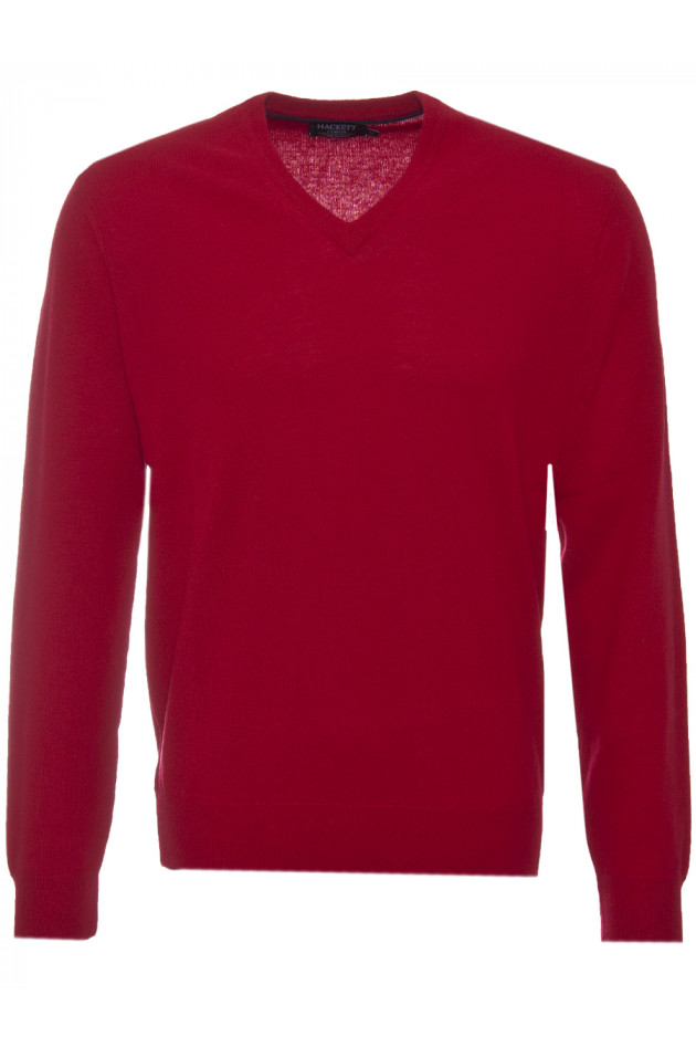 Hackett London Strickpullover Rot mit Lederpatch