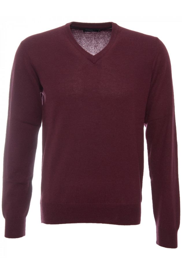 Hackett London Strickpullover Bordeaux mit Lederpatch