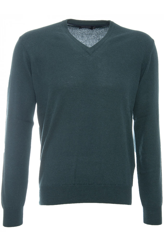 Hackett London Strickpullover Tanne mit Lederpatch