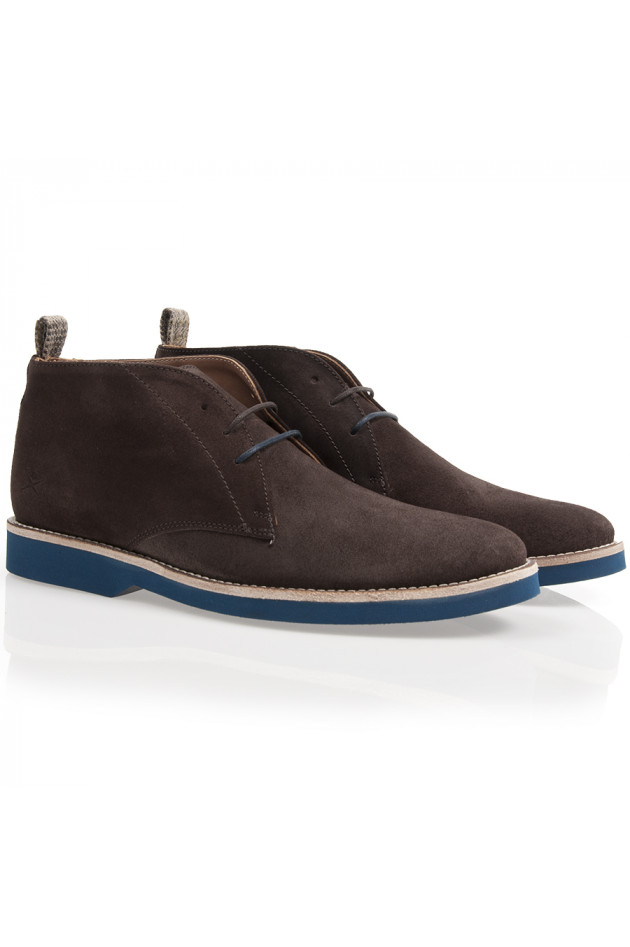 Schnürschuh Dunkelbraun/Blau