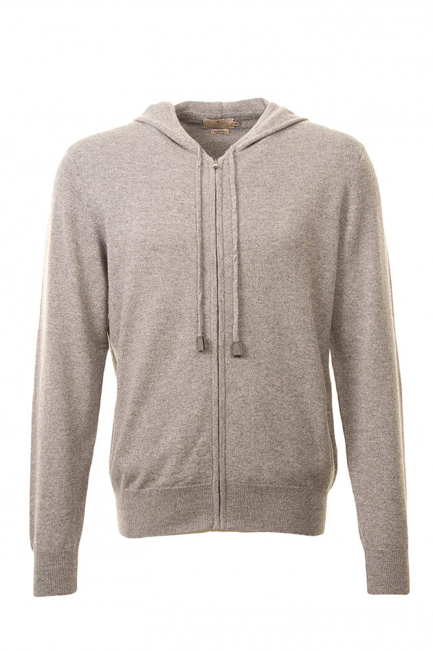 Hackett London Strickweste mit Lederpatches in Grau