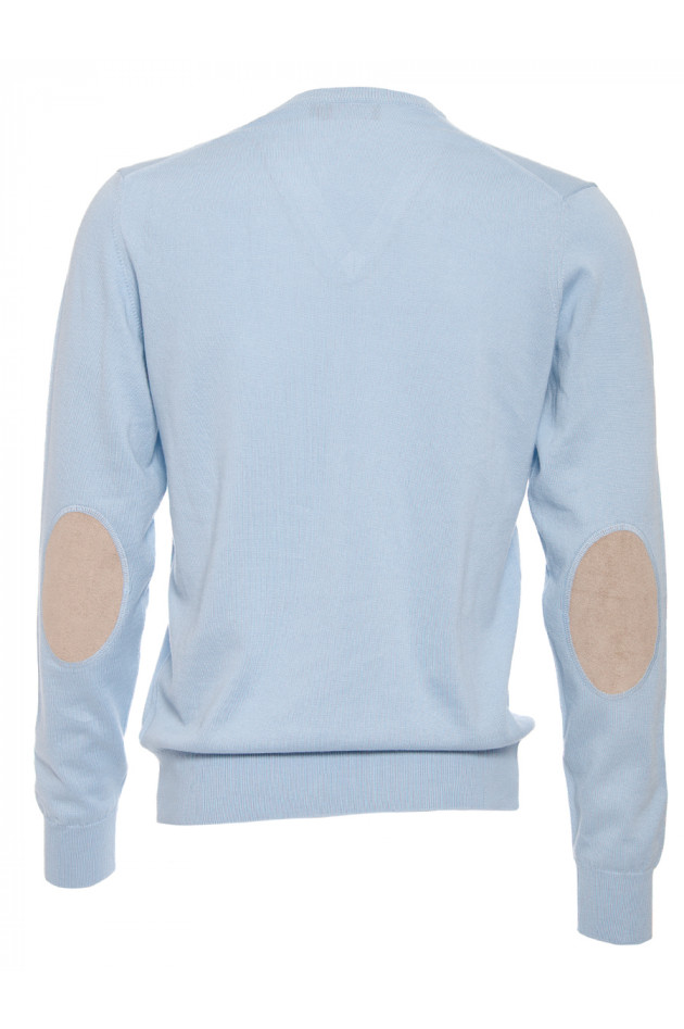 Pullover Hellblau mit Ellbogenpatch