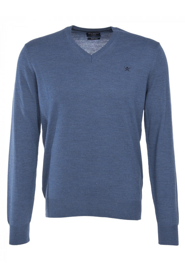 Hackett London Wollpullover Jeansblau