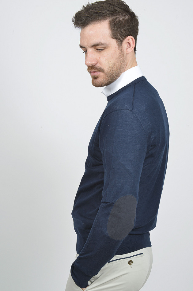 Hackett London Pullover mit Patches in Navy