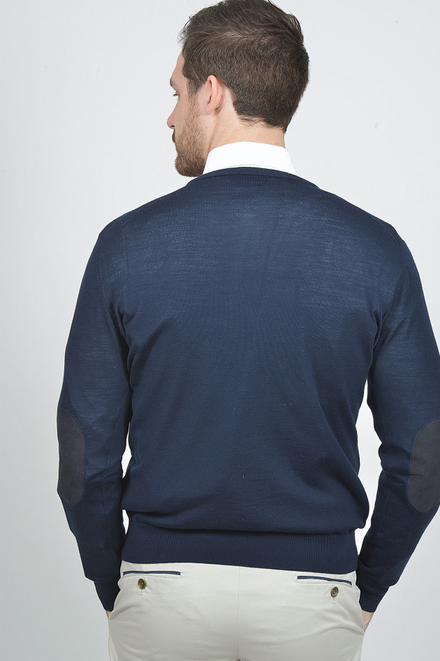 Hackett London Pullover mit Patches in Navy