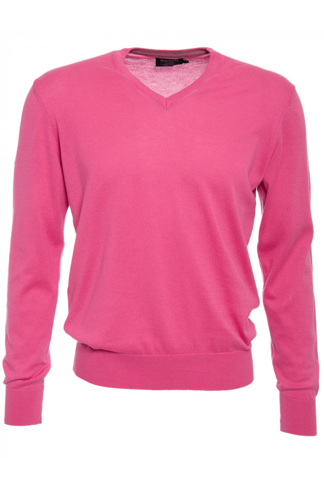 Strickpullover Fuxia mit Lederpatch