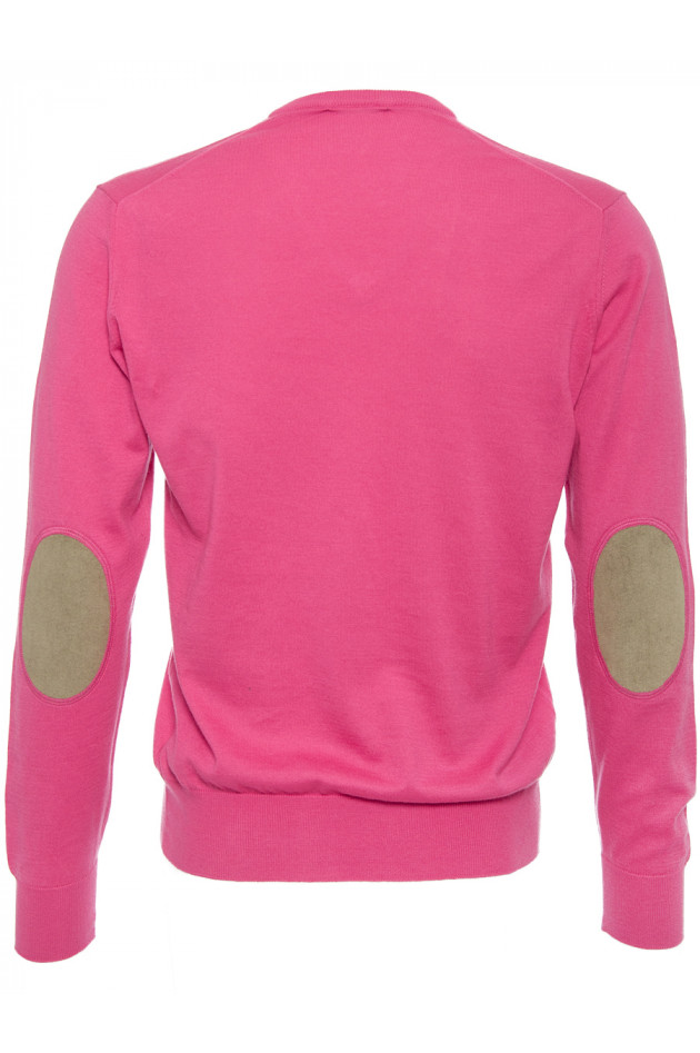 Strickpullover Fuxia mit Lederpatch