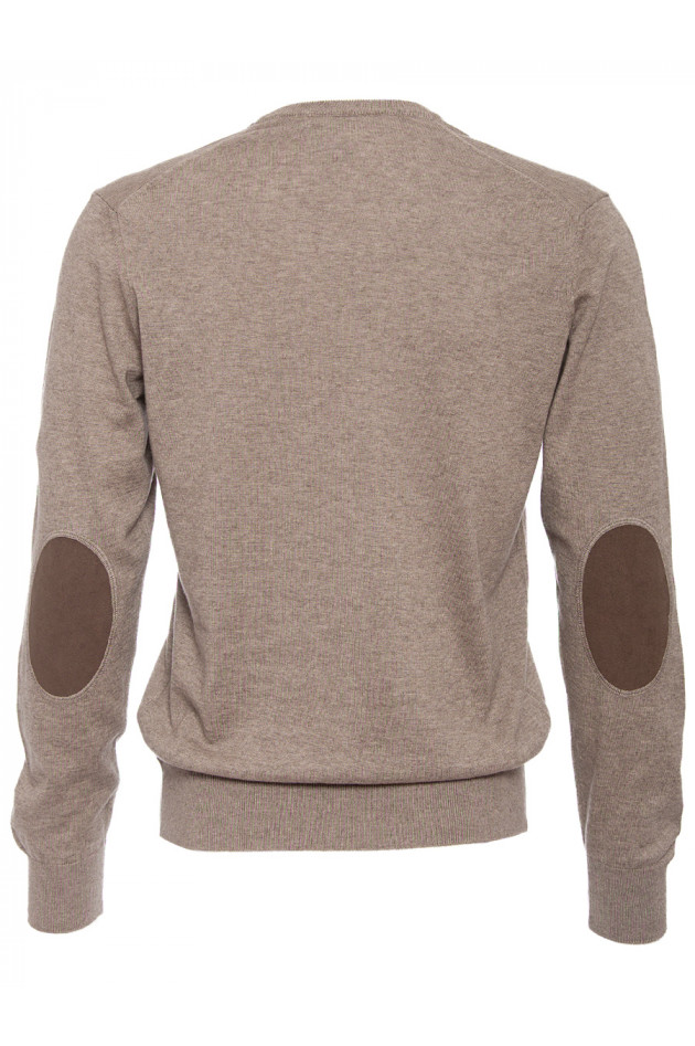 Strickpullover Taupe mit Lederpatch