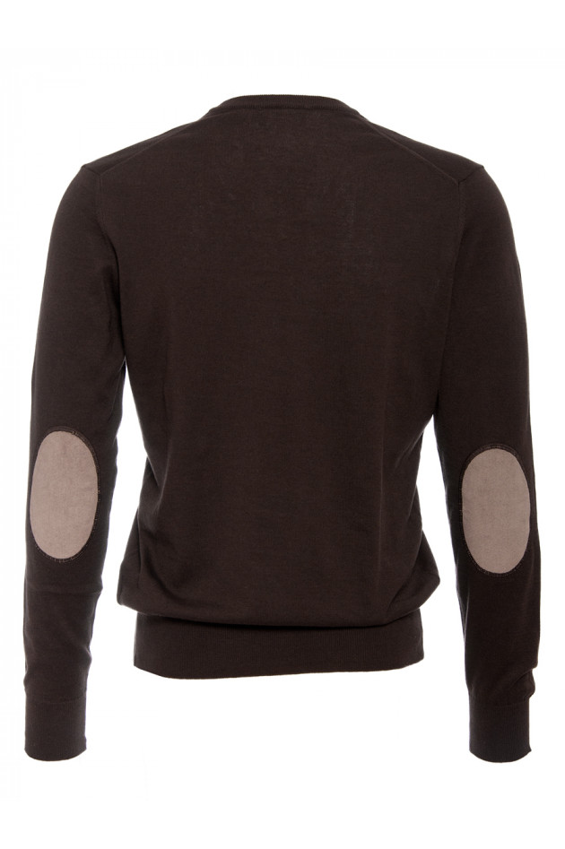 Strickpullover Braun mit Lederpatch