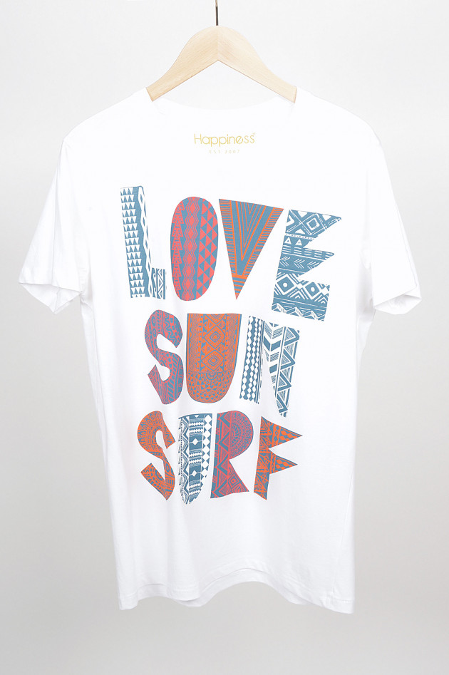 Happiness T-Shirt LOVE in Weiß/Blau