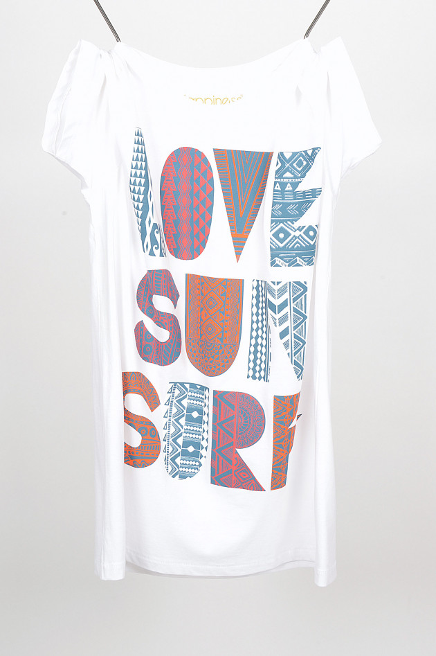Happiness T-Shirt LOVE in Weiß/Blau