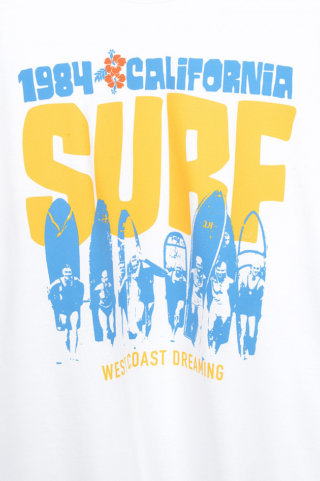 Happiness T-Shirt SURF in Weiß/Blau