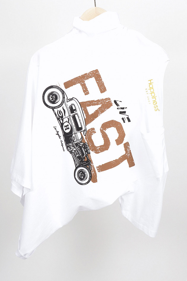 Happiness T-Shirt in Weiß/Schwarz/Braun