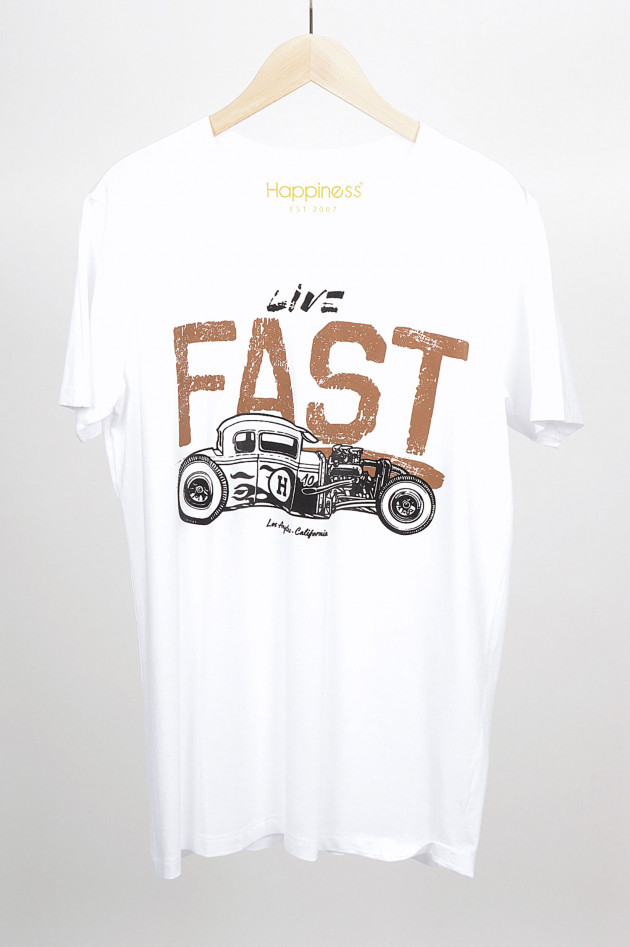 Happiness T-Shirt in Weiß/Schwarz/Braun