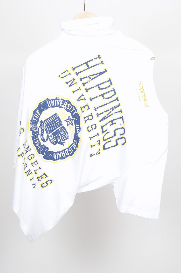 Happiness T-Shirt UNIVERSITY in Weiß/Gelb