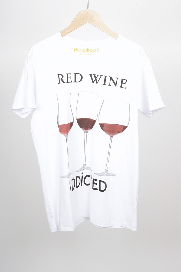 Happiness T-Shirt Red Wine in Weiß