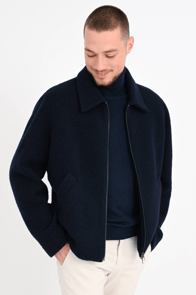 Harris Wharf London Teddy-Bomberjacke aus Faux Fur in Navy