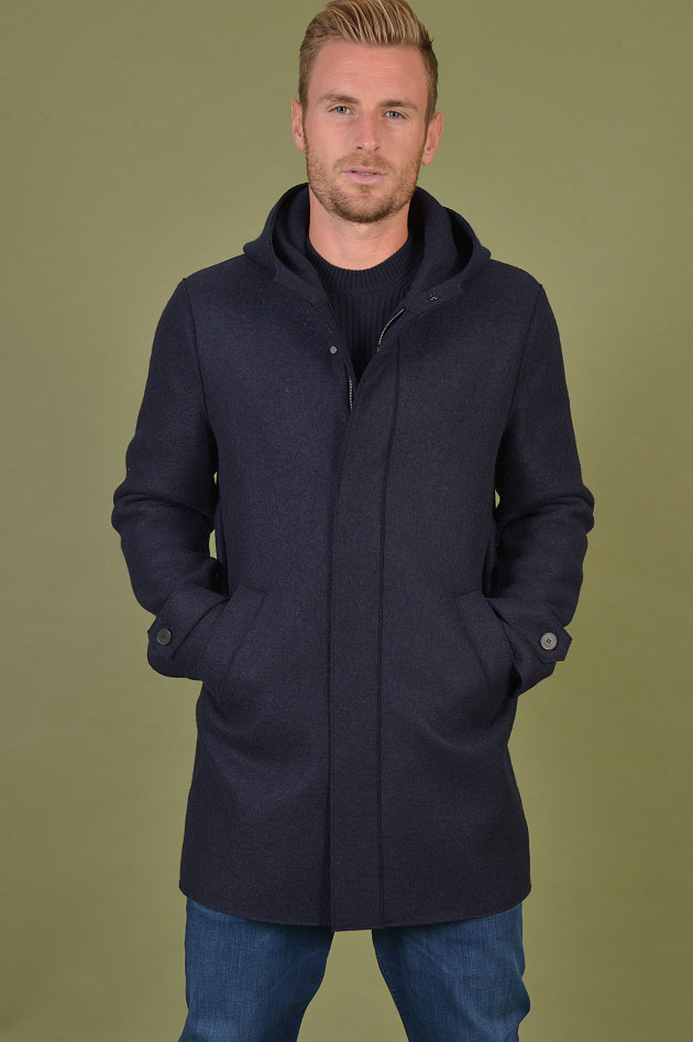 Harris Wharf London Parka aus Wolle in Navy