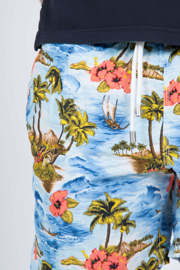 Hartford Badehose mit HAWAII - Print in Blau