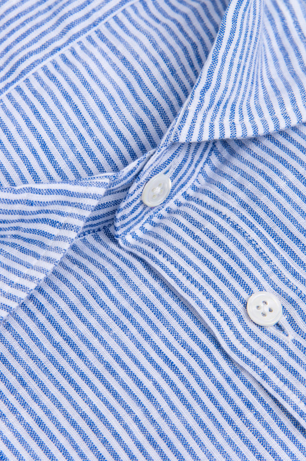 Hartford Leinenhemd in Blau/Weiß gestreift