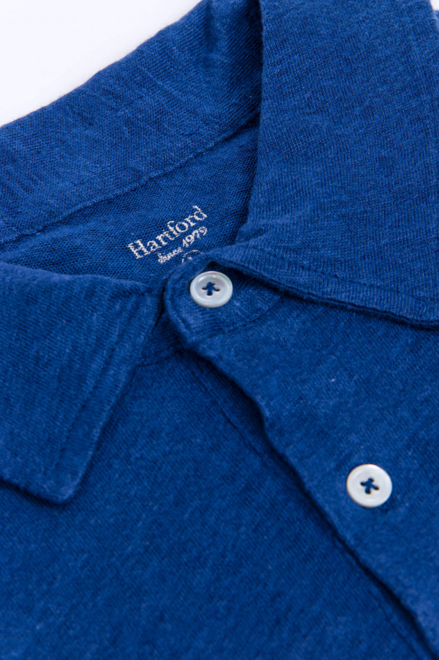 Hartford Leinen Poloshirt in Blau