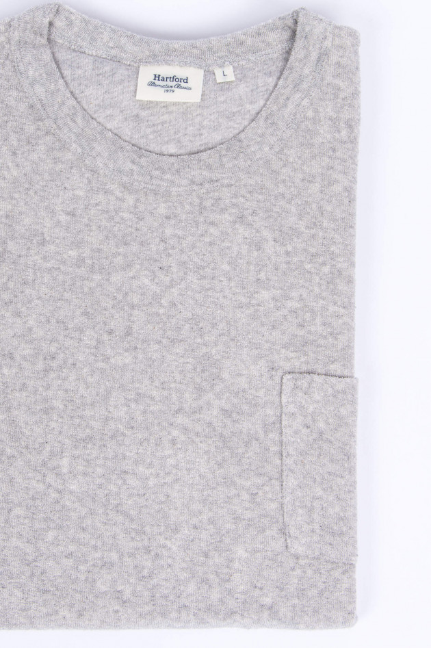 Hartford Frottee-Shirt mit Brusttasche in Grau