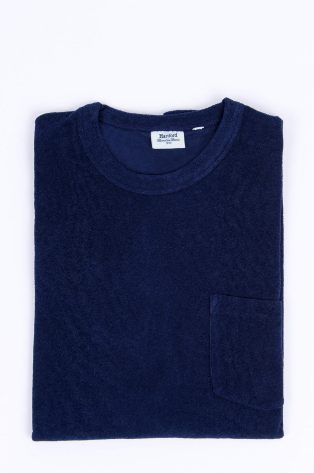 Hartford Frottee-Shirt mit Brusttasche in Navy