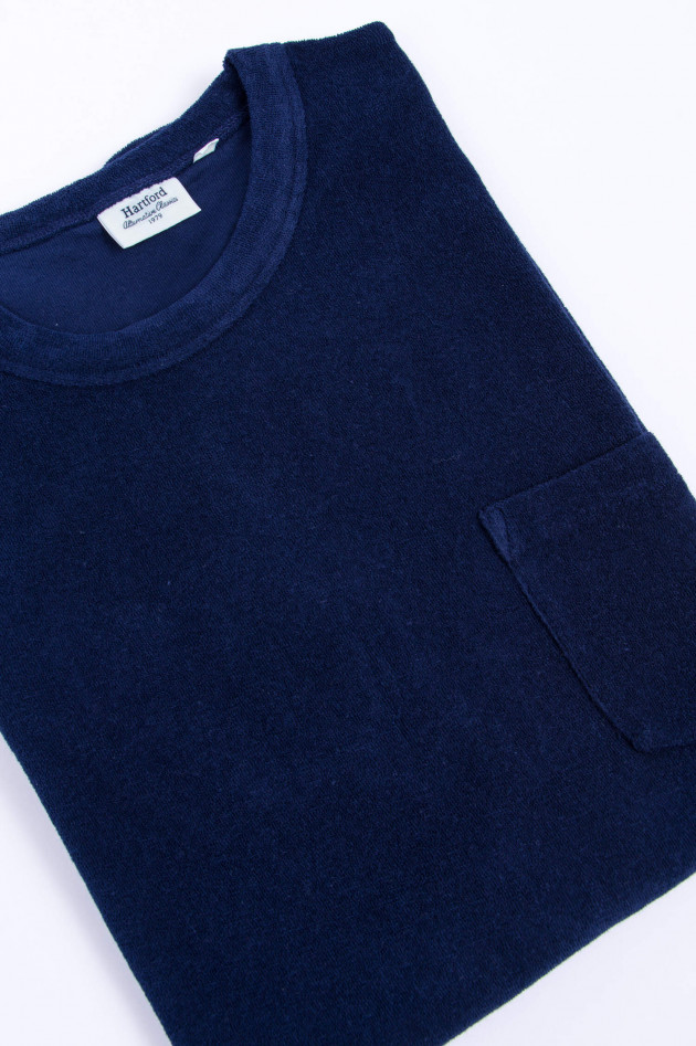 Hartford Frottee-Shirt mit Brusttasche in Navy