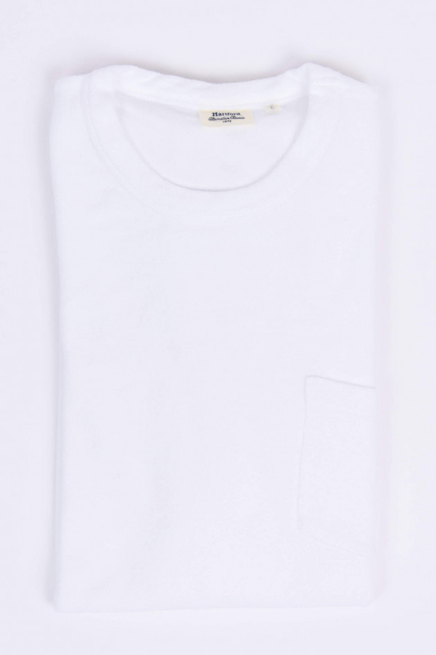 Hartford Frottee-Shirt mit Brusttasche in Weiß