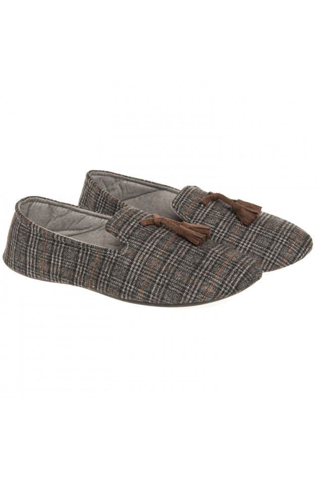 ALTO Hauspantoffel GURI in Grau/Cognac