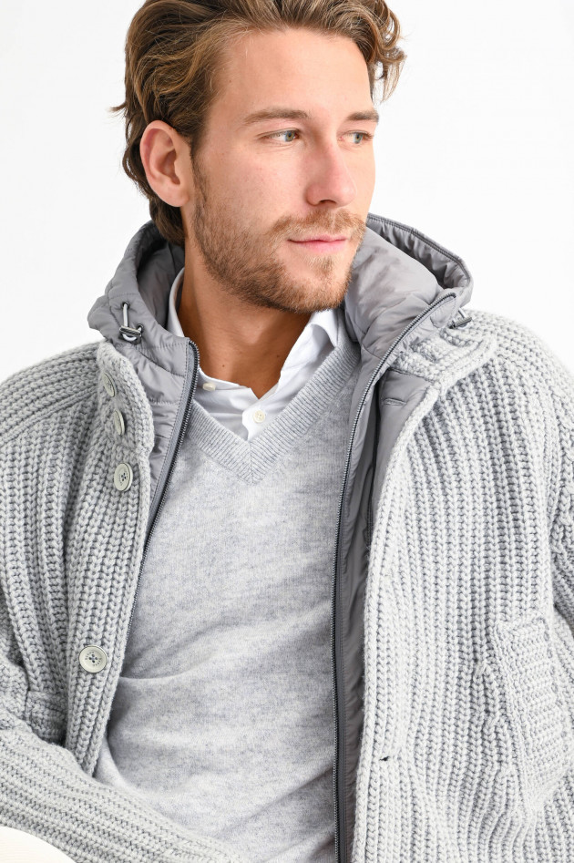 Herno Jacke aus Strick-Stepp-Mix in Grau