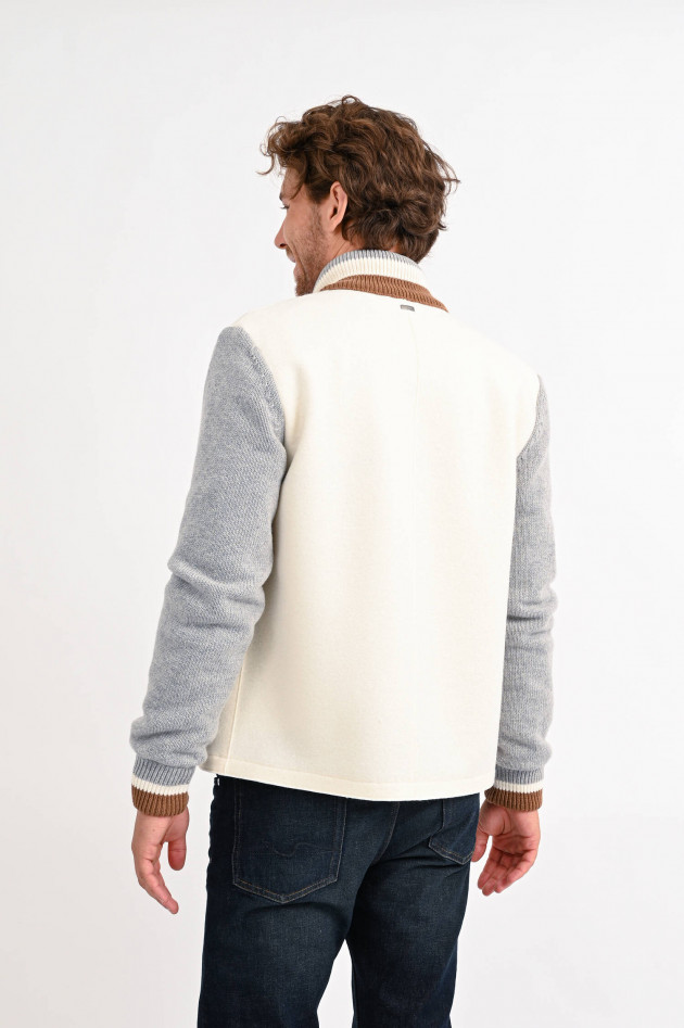 Herno College-Jacke aus Wollwalk in Creme/Grau