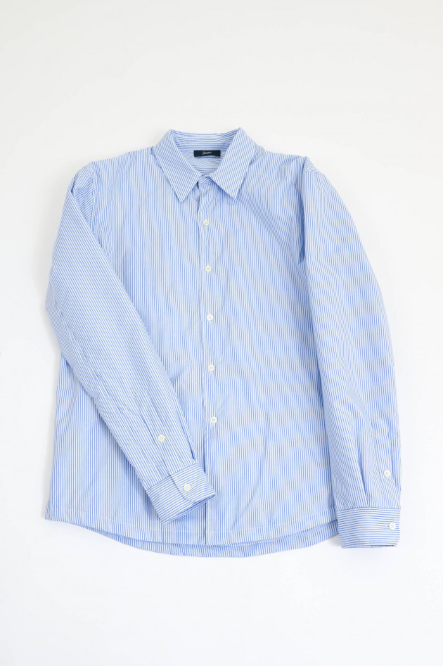 Herno Gestreftes Overshirt aus Baumwolle in Blau/Weiß