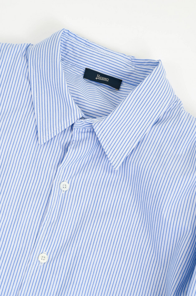 Herno Gestreftes Overshirt aus Baumwolle in Blau/Weiß