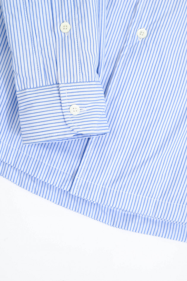 Herno Gestreftes Overshirt aus Baumwolle in Blau/Weiß