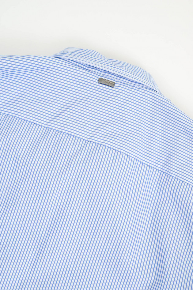 Herno Gestreftes Overshirt aus Baumwolle in Blau/Weiß