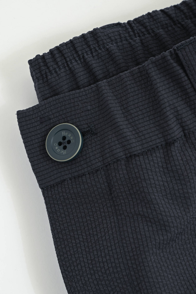 Herno Seesucker Hose mit elastischem Bund in Navy