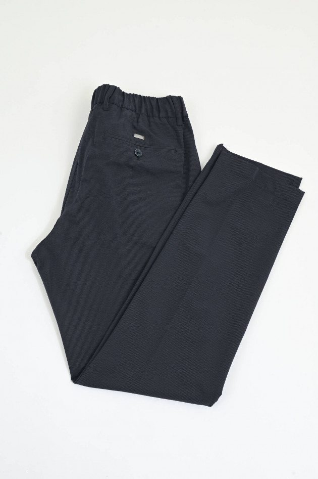 Herno Seesucker Hose mit elastischem Bund in Navy
