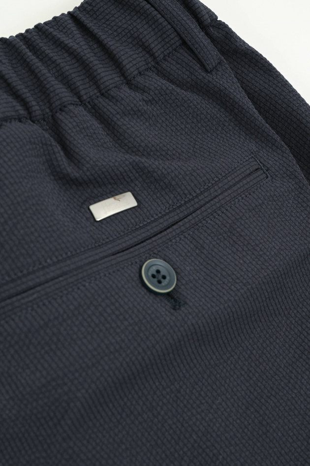 Herno Seesucker Hose mit elastischem Bund in Navy