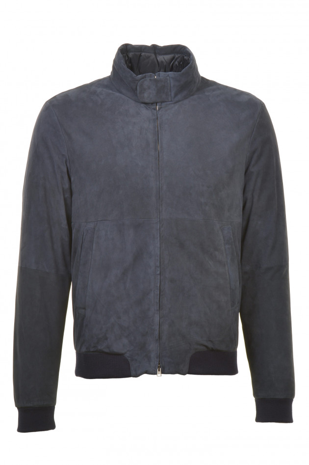 Herno Lederjacke in Navy