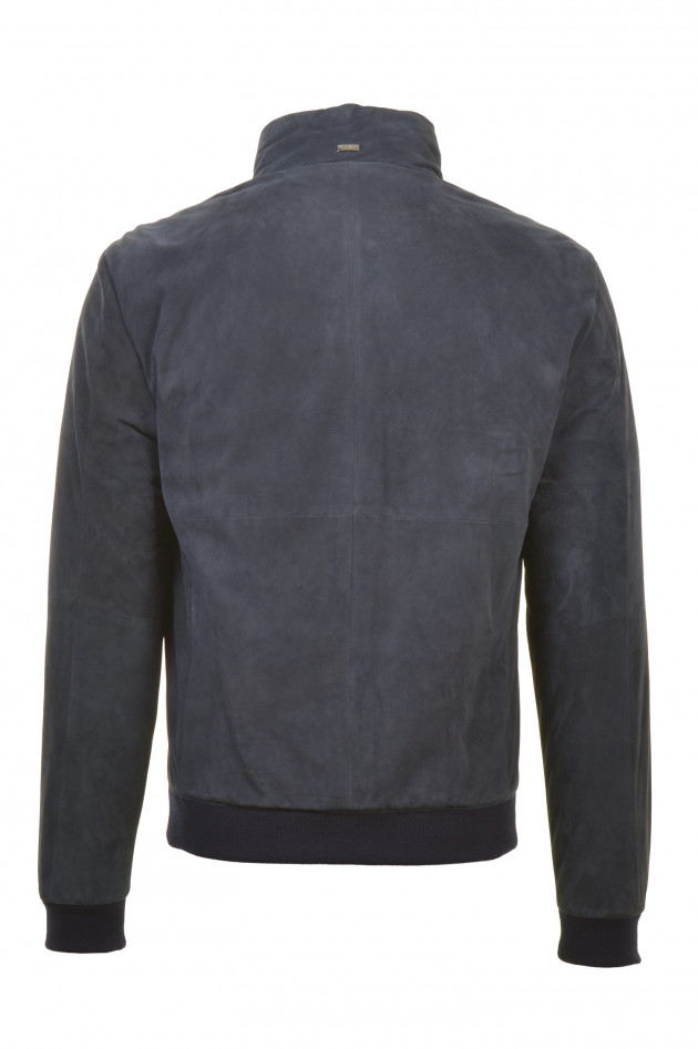 Herno Lederjacke in Navy