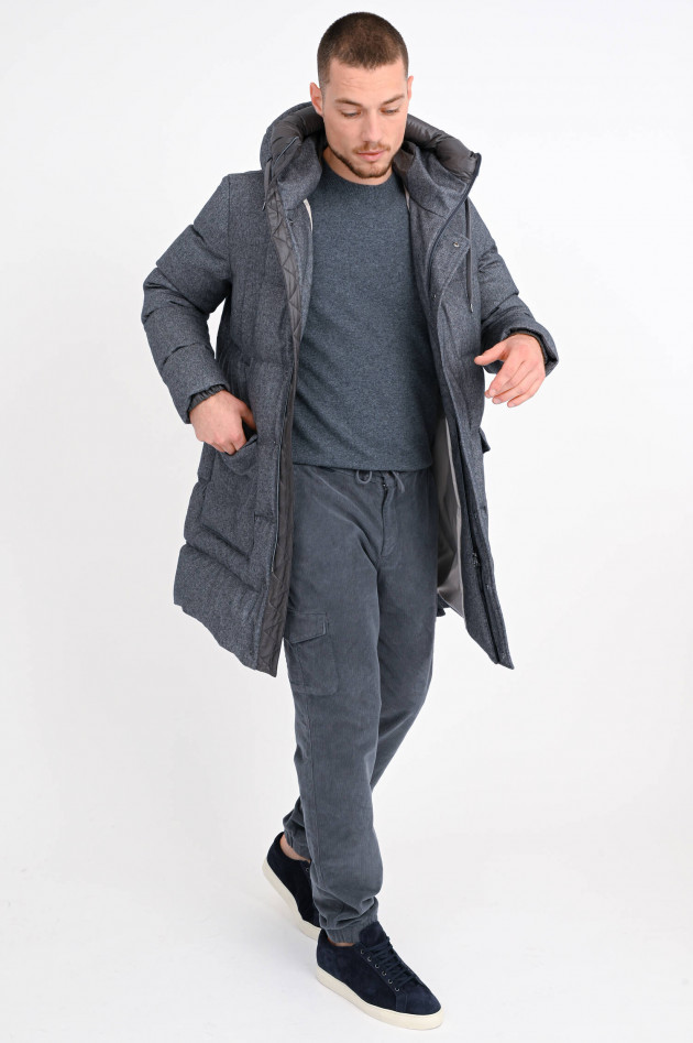 Herno Daunenstepp-Mantel aus Cashmere und Seide in Grau