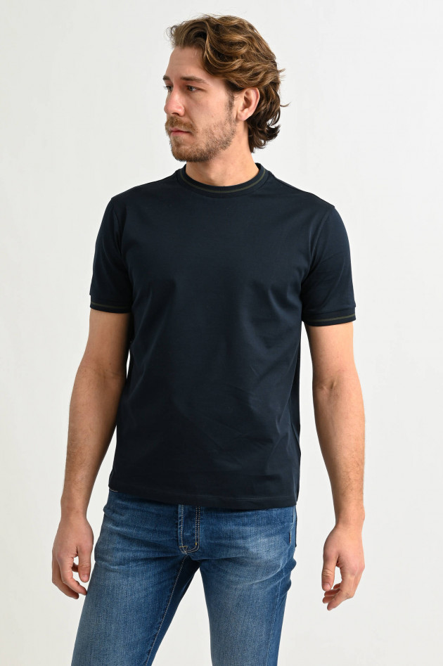 Herno T-Shirt mit Kontrast-Streifen in Navy