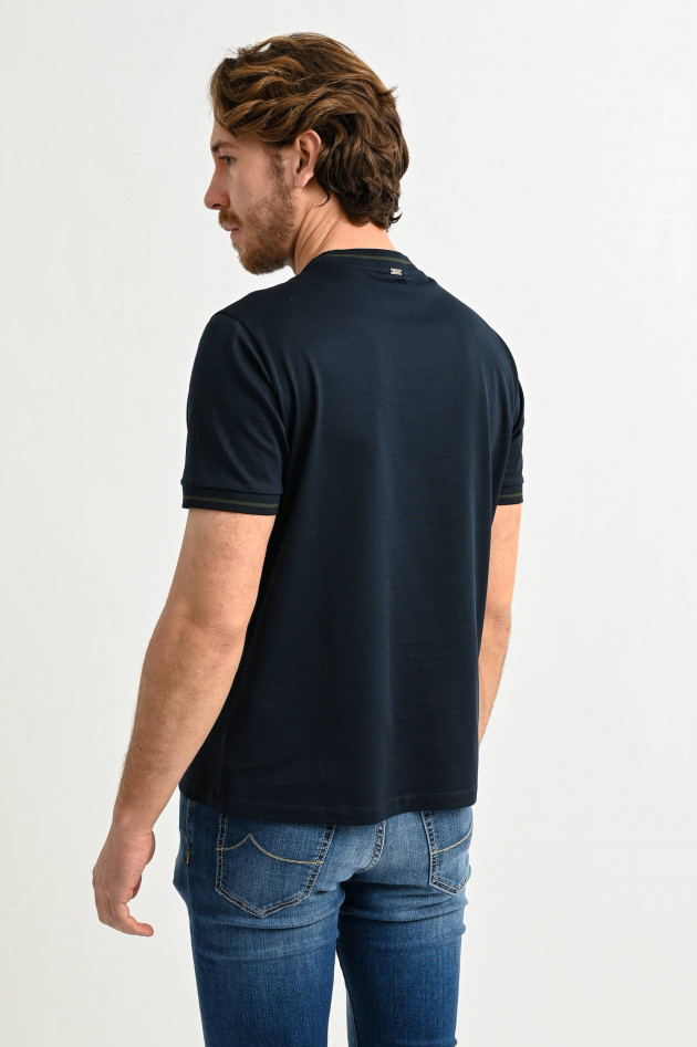 Herno T-Shirt mit Kontrast-Streifen in Navy