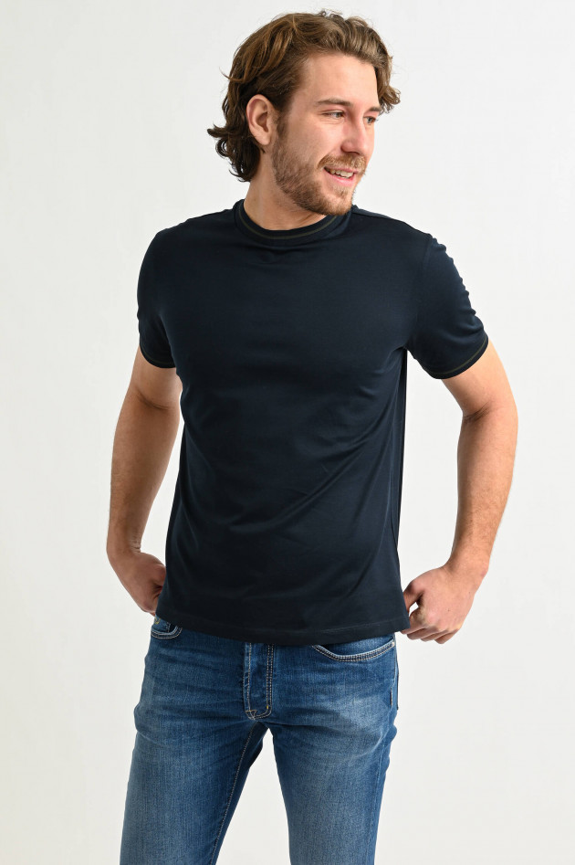 Herno T-Shirt mit Kontrast-Streifen in Navy