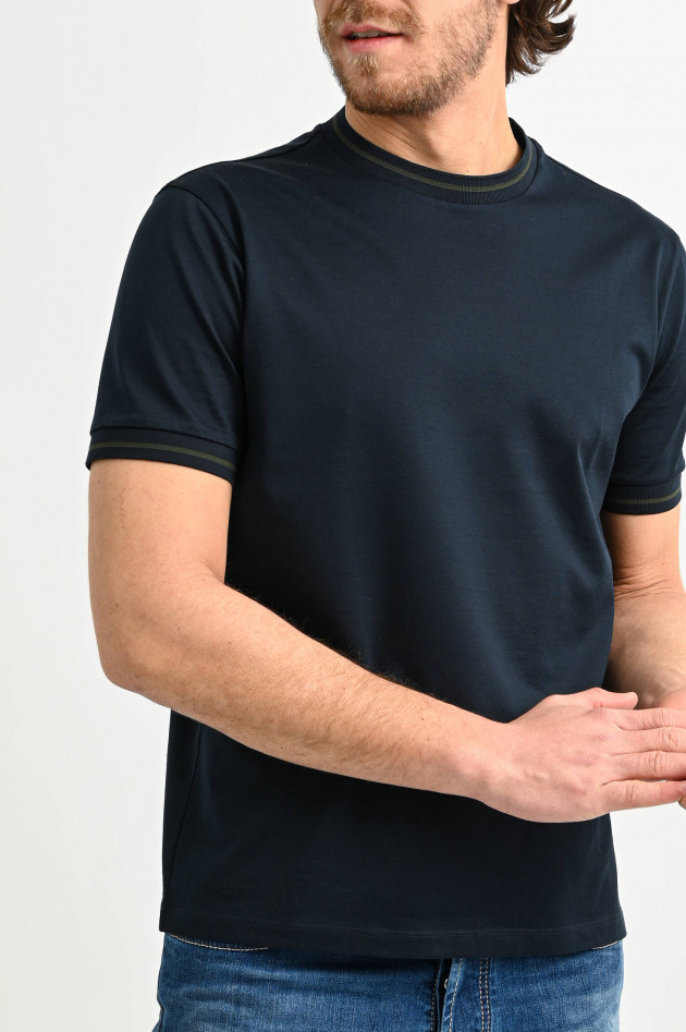 Herno T-Shirt mit Kontrast-Streifen in Navy