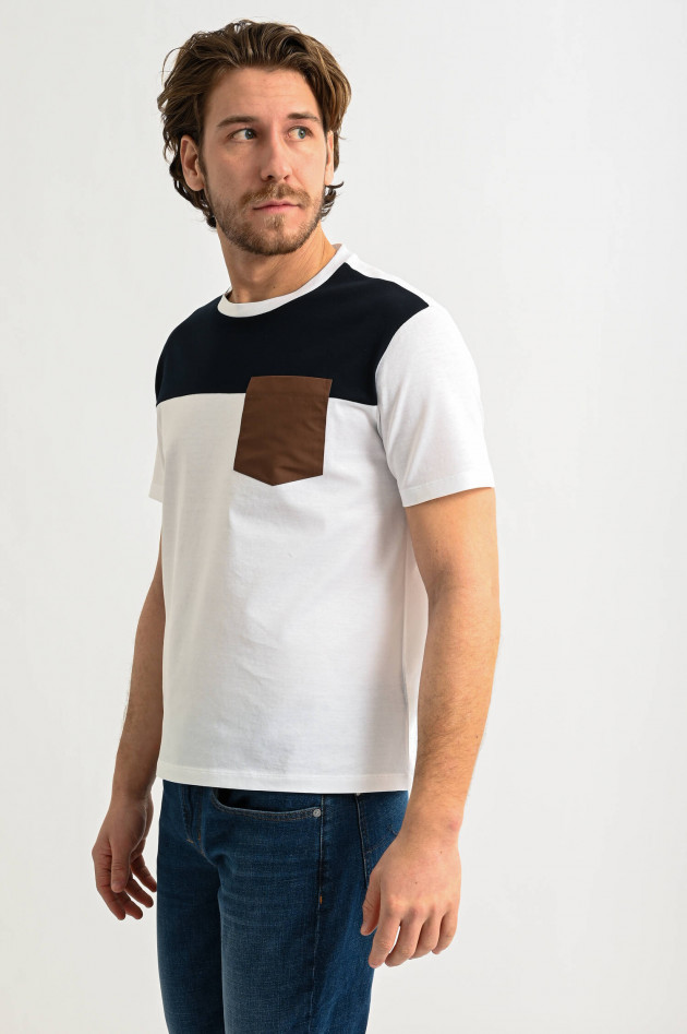 Herno T-Shirt mit Kontrast-Details in Weiß/Blau