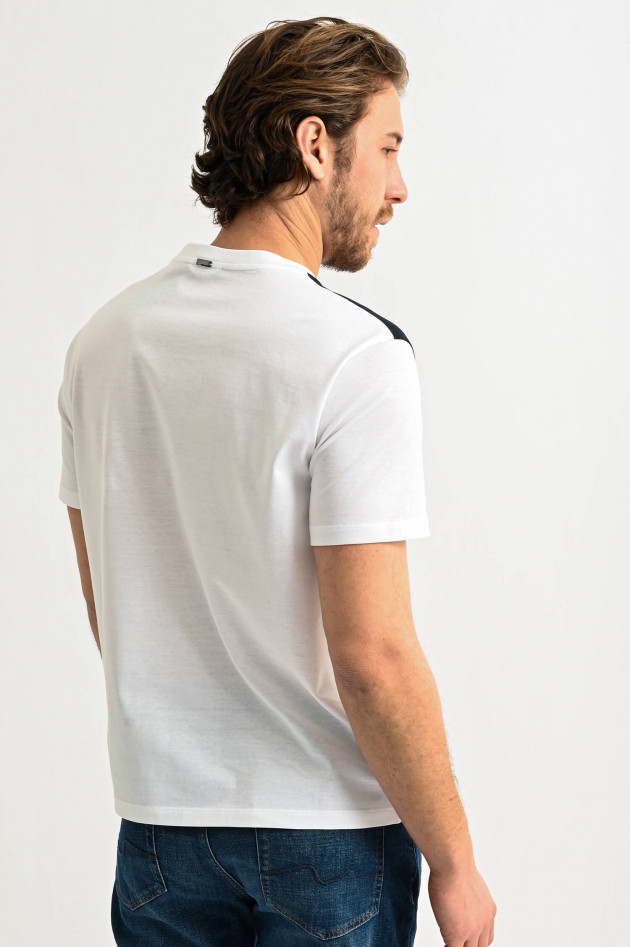 Herno T-Shirt mit Kontrast-Details in Weiß/Blau