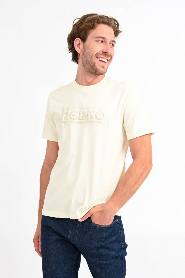 Herno T-Shirt mit Logo-Stitching in Creme