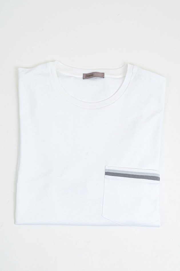 Herno Kurzarm-Shirt mit Brusttasche in Weiß